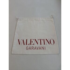 Valentino Garavani White Canvas Drawstring Dust Bag w/ Red Lettering 13x13
